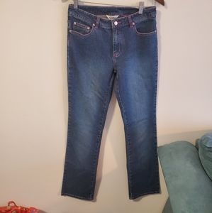 Lilly Pulitzer paisley pocket straight leg medium wash denim jeans size 4